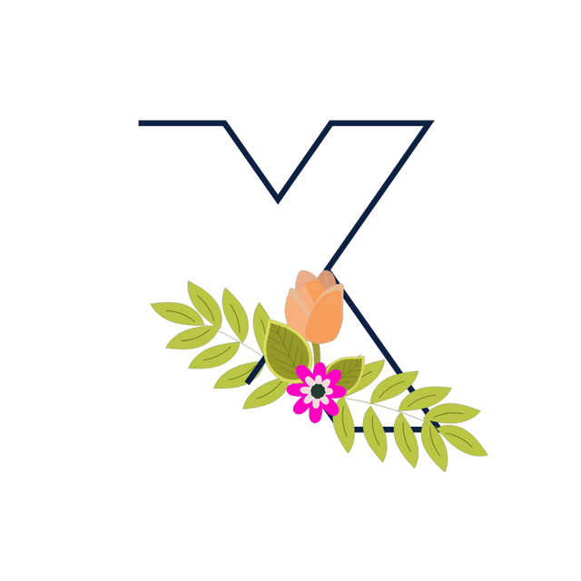 X Flower alphabet Lottie JSON animation
