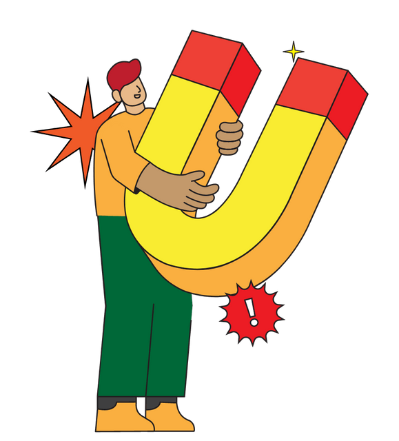 Man Carrying a Giant Magnet