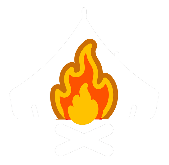 Tent with Campfire Lighted On Icon