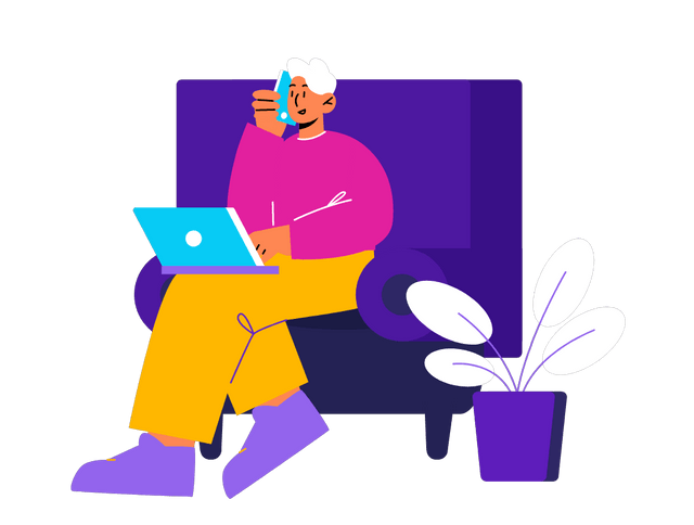 Man work from home with laptops