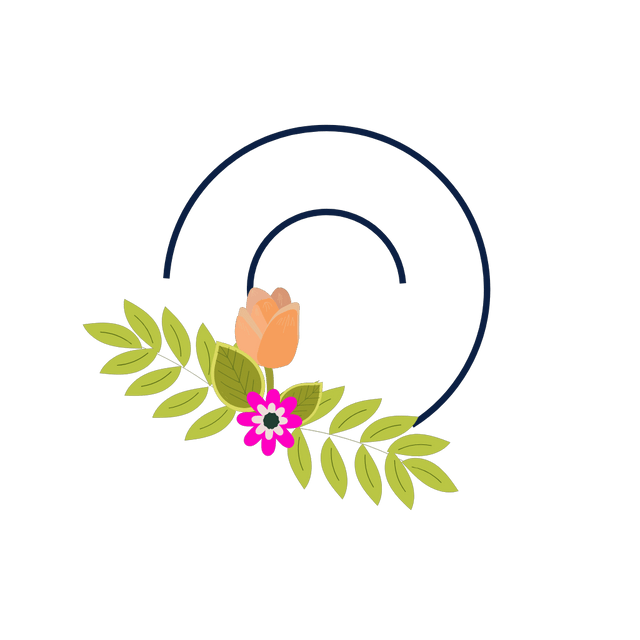 O Flower alphabet Lottie JSON animation