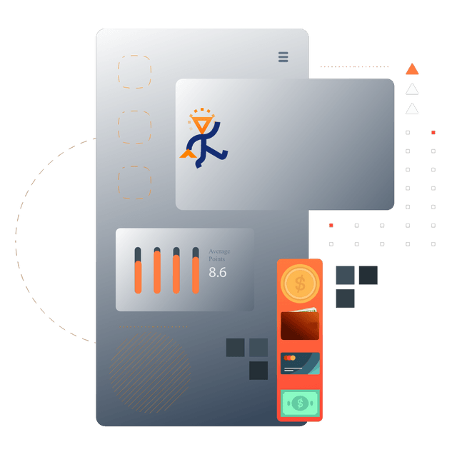 landing page character pay premier express logo with method Lottie JSON animation