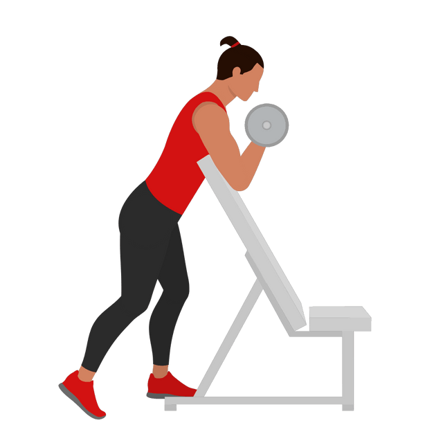 Dumbbell One Arm Preacher Curl Exercise for Bicep