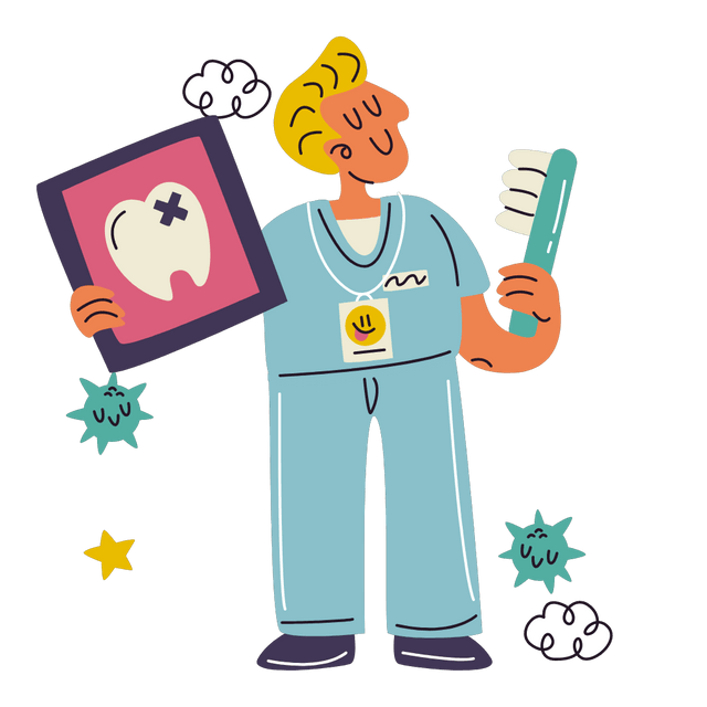 Doctor holding dental instrument
