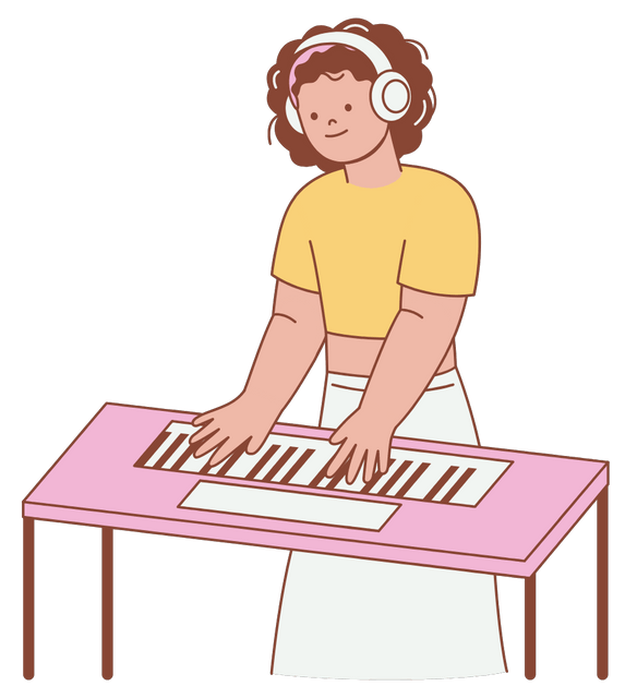 Female Musician Playing Keyboard