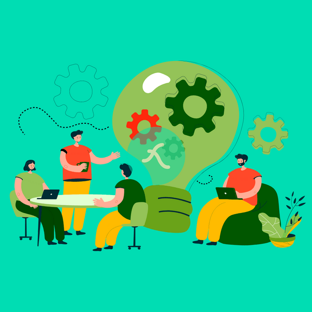 Creative office workers Lottie JSON animation