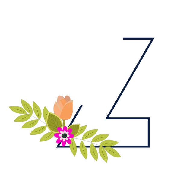 Z Flower alphabet Lottie JSON animation