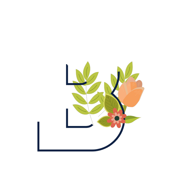 B Flower alphabet Lottie JSON animation