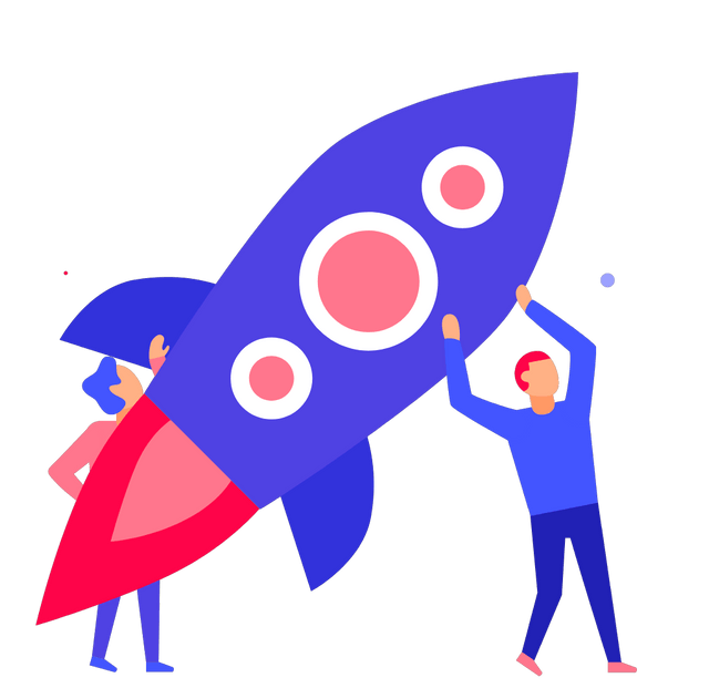 Man holding onto a launched rocket