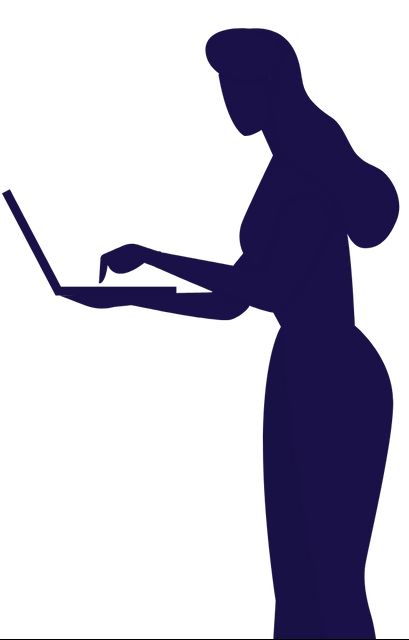 Silhouette lady on laptop Lottie JSON animation