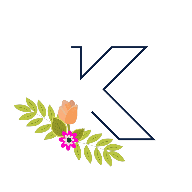 K Flower alphabet Lottie JSON animation