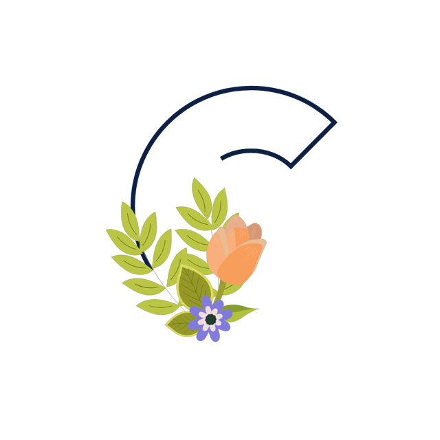 C Flower alphabet Lottie JSON animation