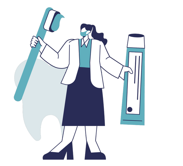 Dentist Holding Brush and Pest