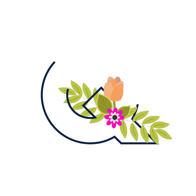 Q Flower alphabet Lottie JSON animation