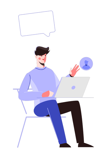 Man attending online meeting