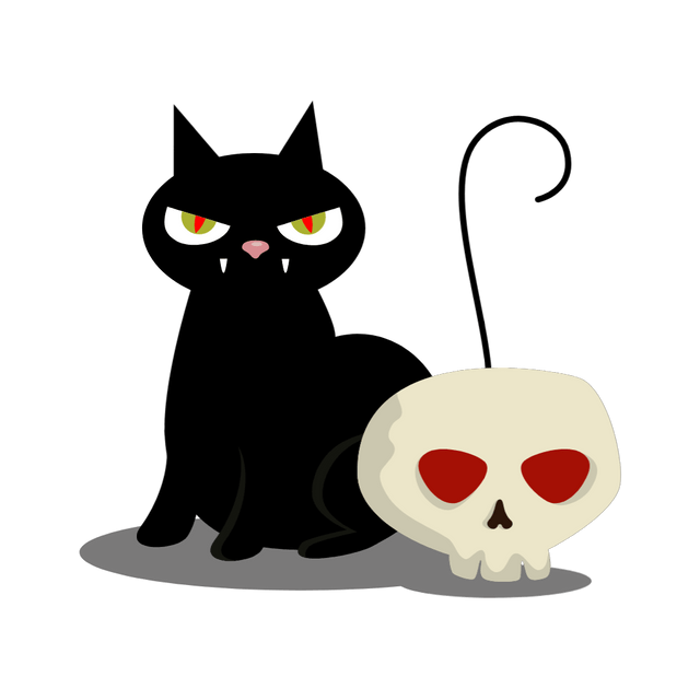 black cat and skull Lottie JSON Animation by RJLottieJSON