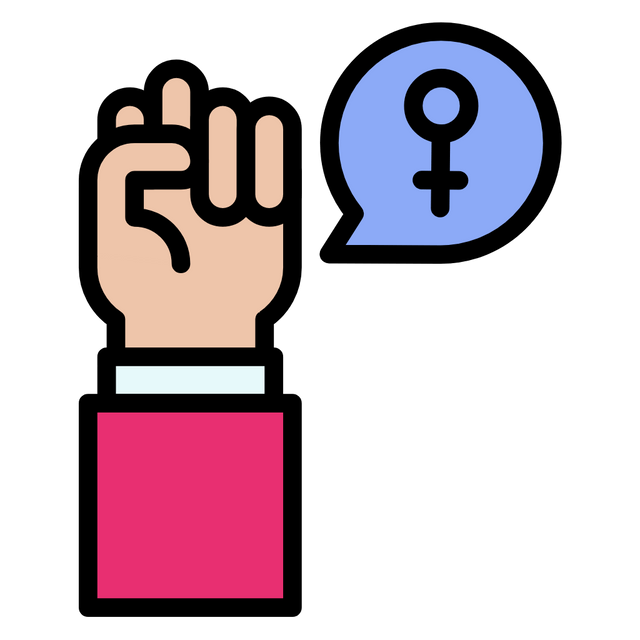 Raised Fists with Female Symbol