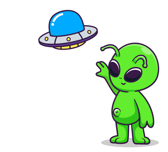 Sweet alien catches Ufo spaceship cartoon