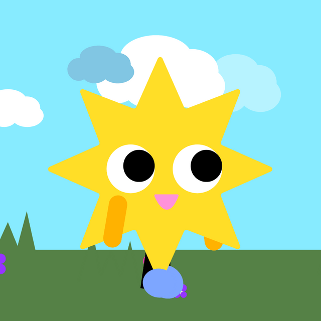 Sun mascot walking in the park