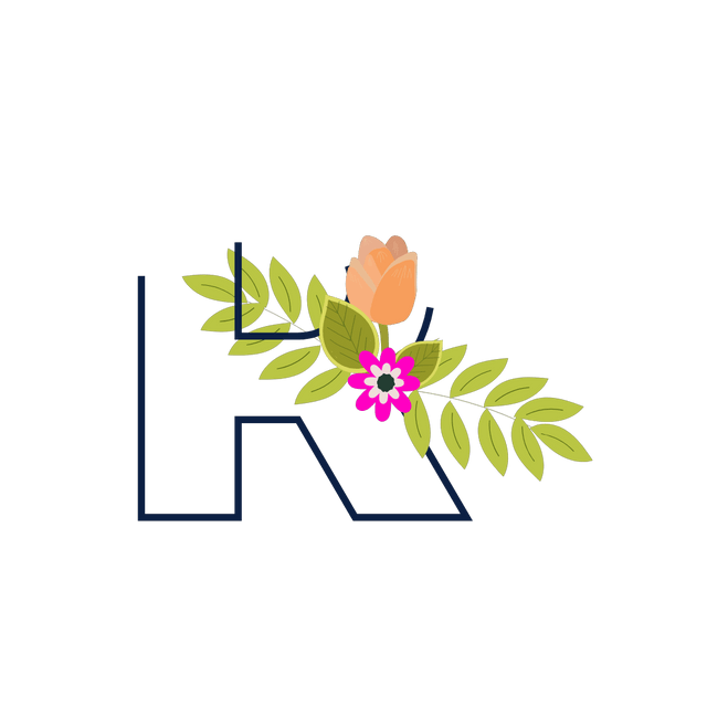 R Flower alphabet Lottie JSON animation