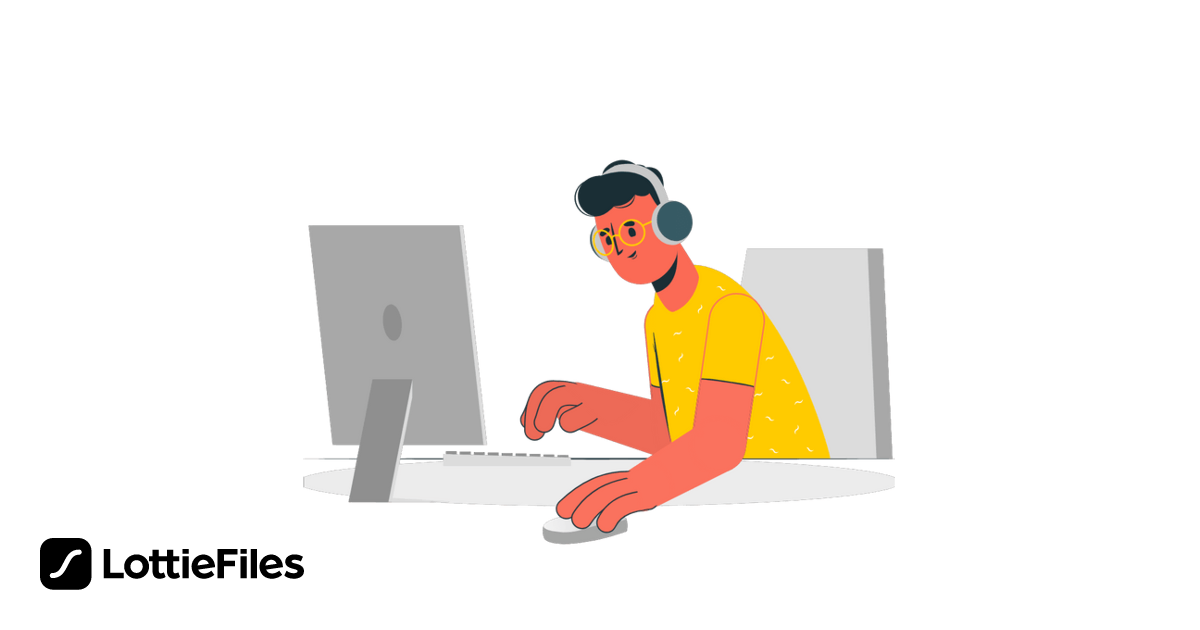 Free Computer guy sitting at a computer Animation by Olexandr | LottieFiles