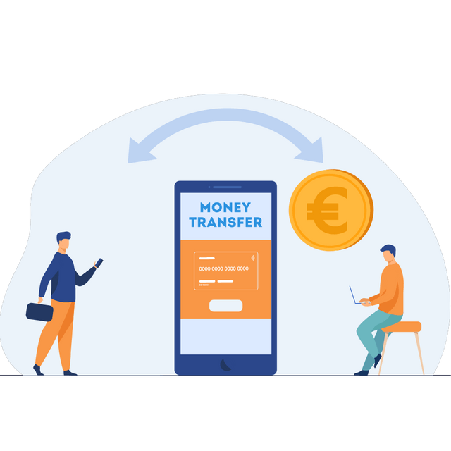 Money transfer Lottie JSON animation