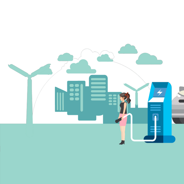 Electric vehicle charging Lottie JSON animation