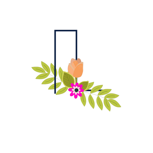 L Flower alphabet Lottie JSON animation