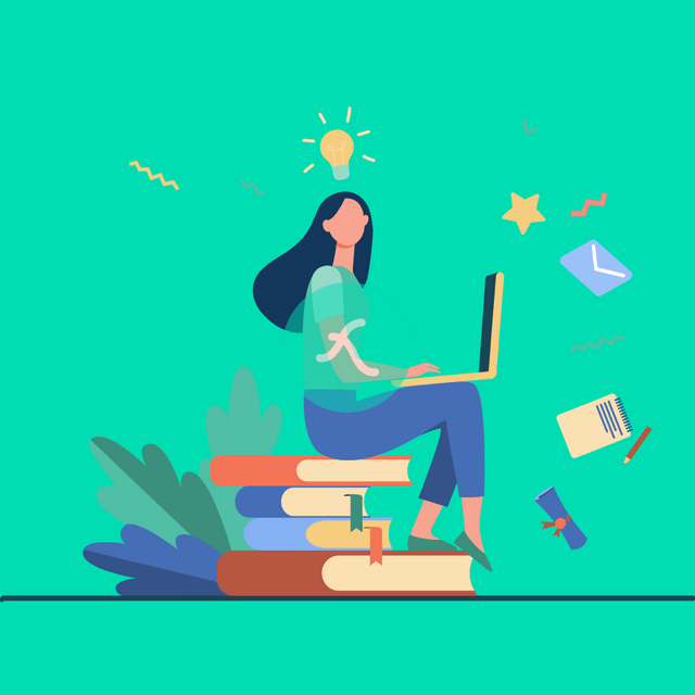 Student with laptop Lottie JSON animation