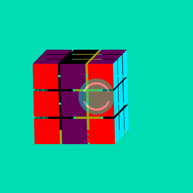 Rubik's middle down rotation Lottie JSON animation