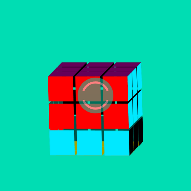 Rubik's lower left rotation Lottie JSON animation
