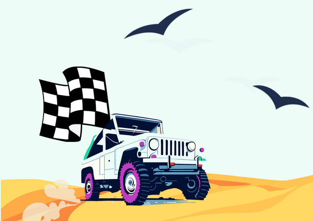 Jeep car on sand