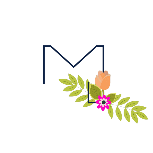 M Flower alphabet Lottie JSON animation