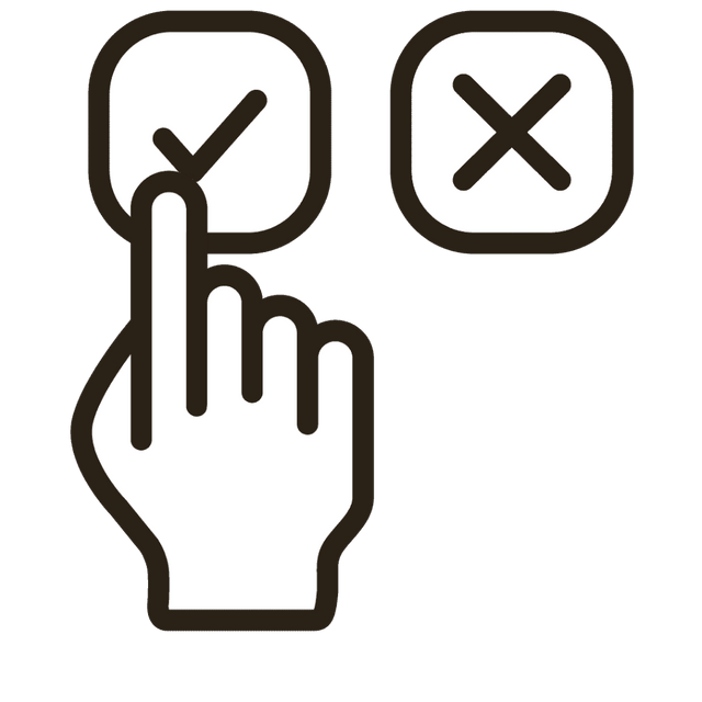 Interactive Click Selection - Hand with Check and Cross Icons