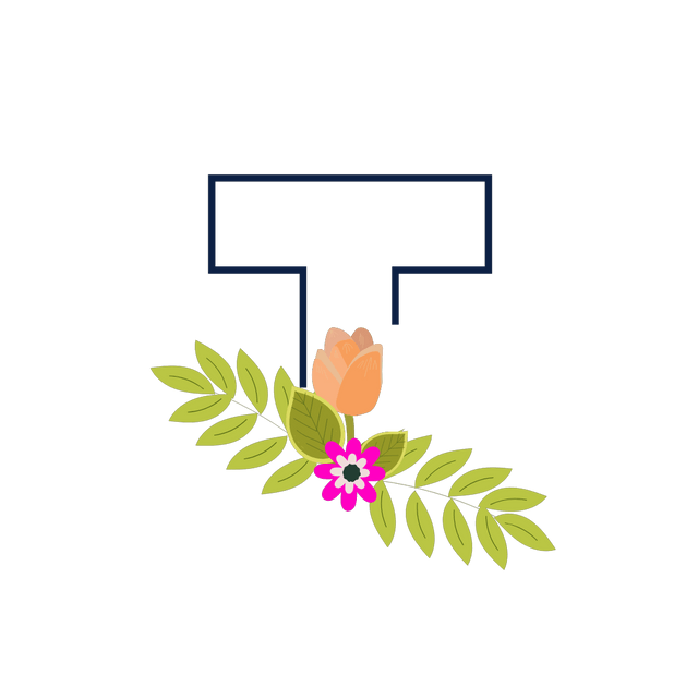 T Flower alphabet Lottie JSON animation