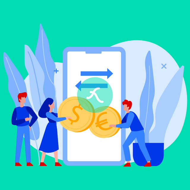 Doller euro exchange Lottie JSON animation