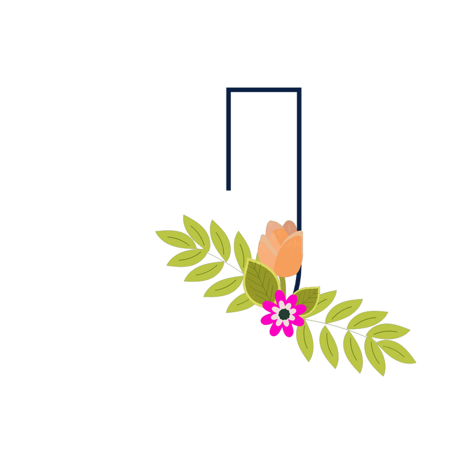 J Flower alphabet Lottie JSON animation